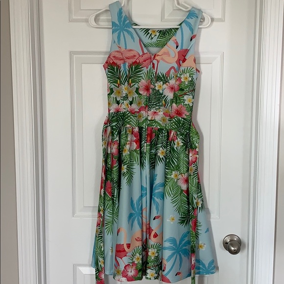 ✨ Lady Vintage Tea Dress Flamingo Border - Picture 5 of 5